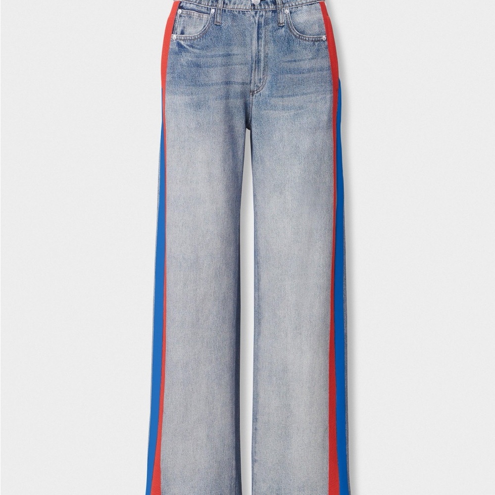 rag & bone rb Miramar Sport Stripe Track Pant Coney Blue Red Stripe Cotton Terry